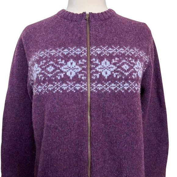 Abercrombie & Fitch Shetland Wool Purple Winter Warm Zip Front Cardigan Sweater - Picture 2 of 7